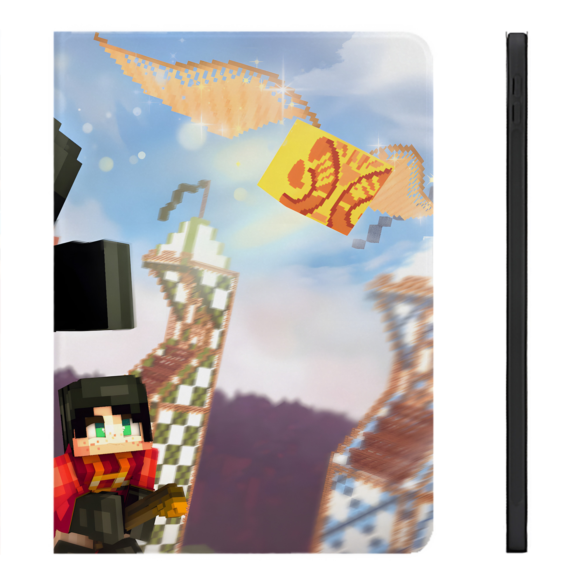 （画像用） マインクラフト ブロックの世界 Minecraft MC Block world IPadケース ペンホルダー付き ブックスタイルデザイン